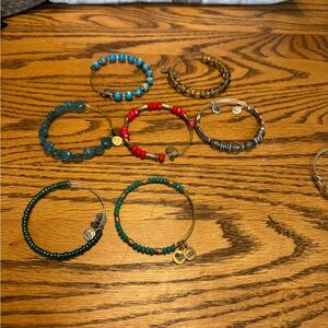 Elegant Beaded Bracelet Set - Red, Blue, Gold